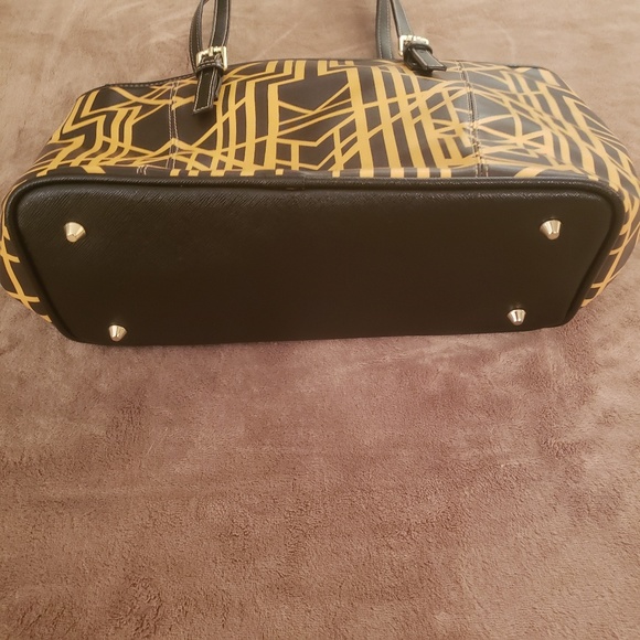 Art Deco Pattern Leather Zip Up Shoulder Purse - Picture 3 of 6